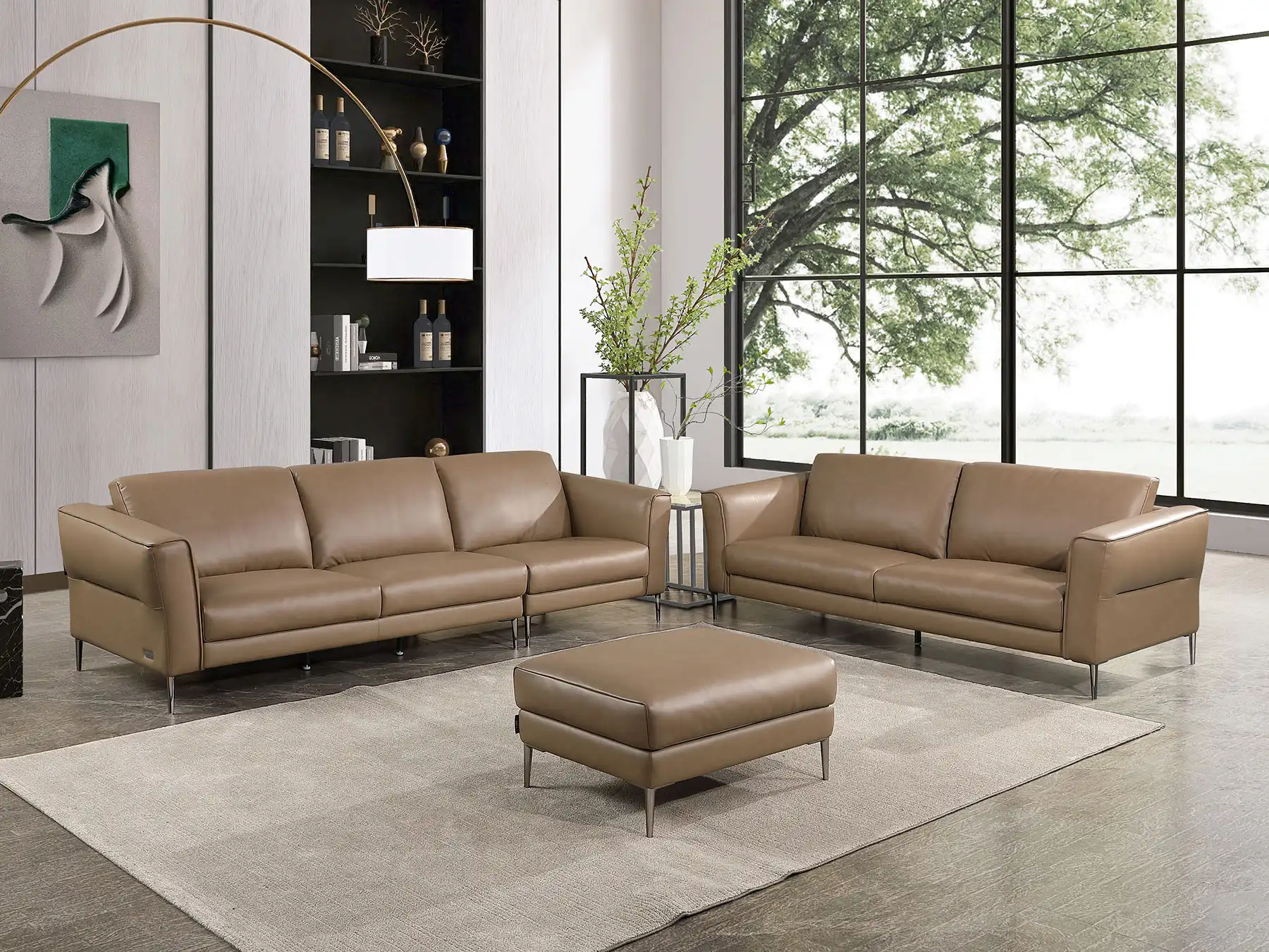 4 seater brown leather sofa