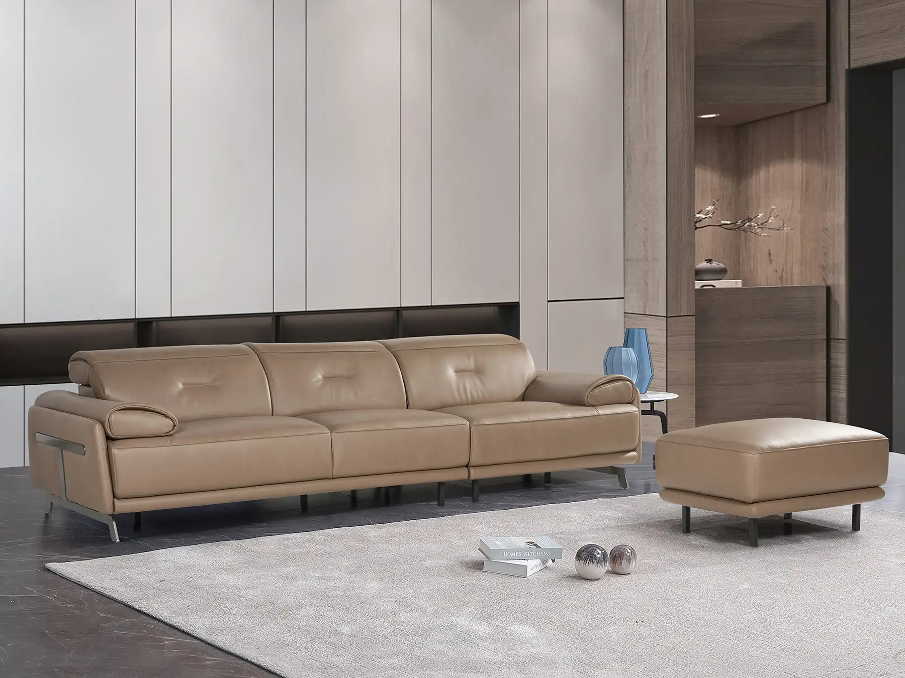 4 seater brown leather sofa