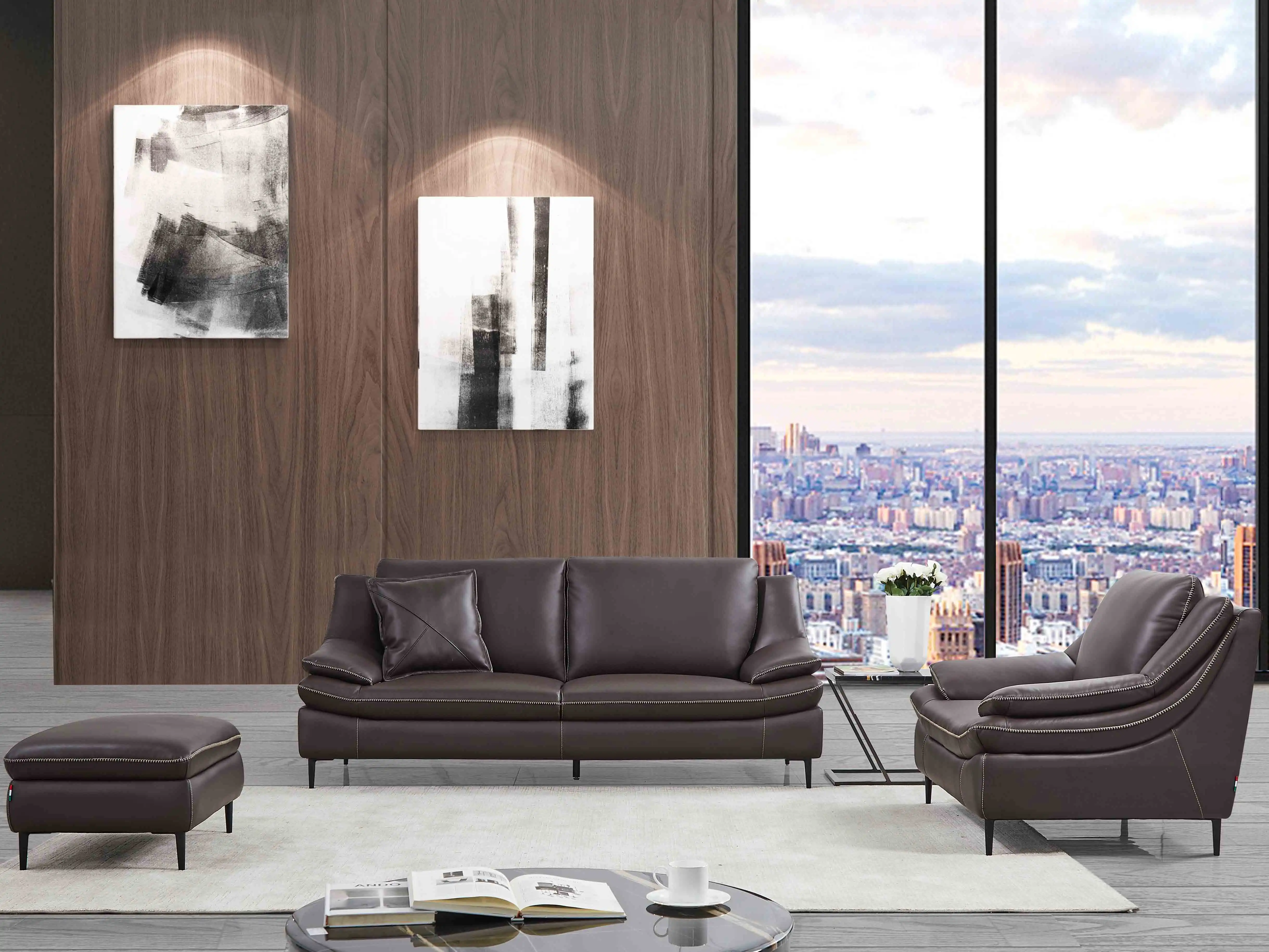 black 4 seater leather sofa