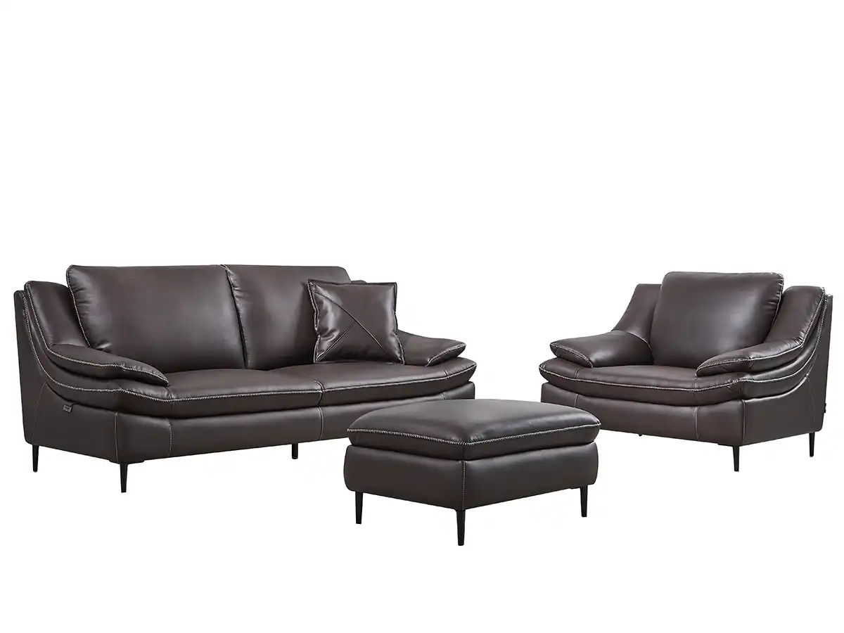 jet-black 4-person leather sofa