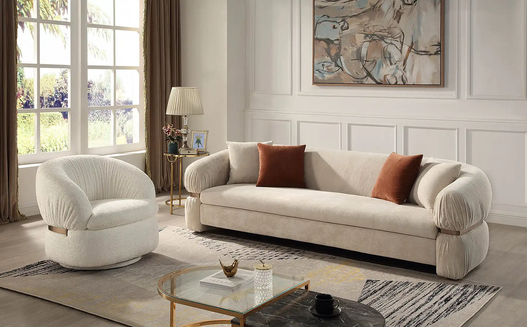 4 seater sofa with chair