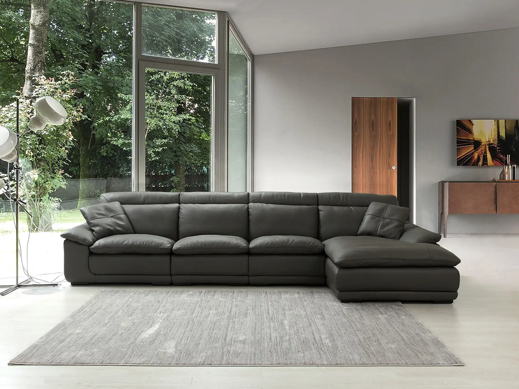 black 4 seater leather sofa