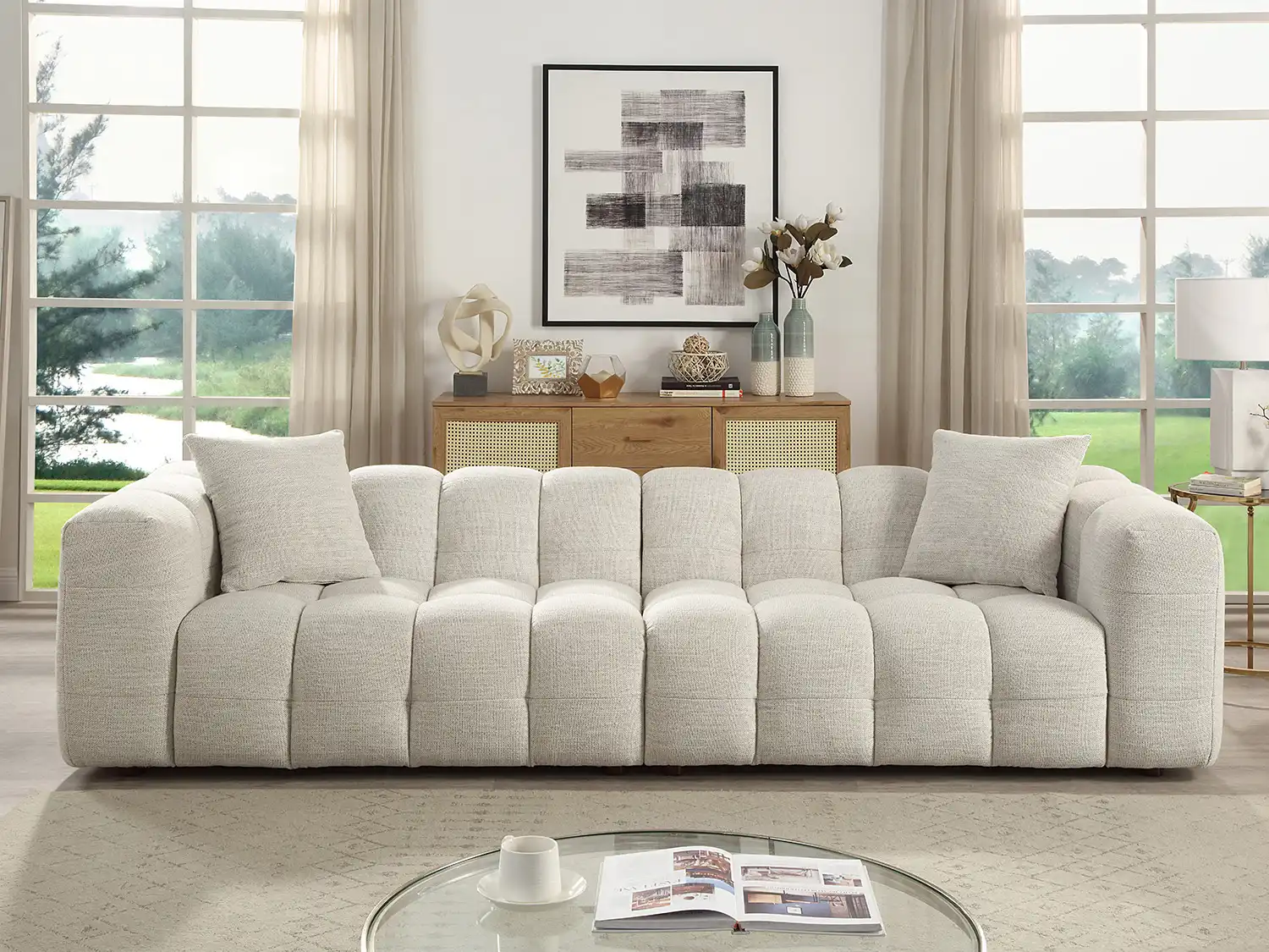 4 seater white sofa