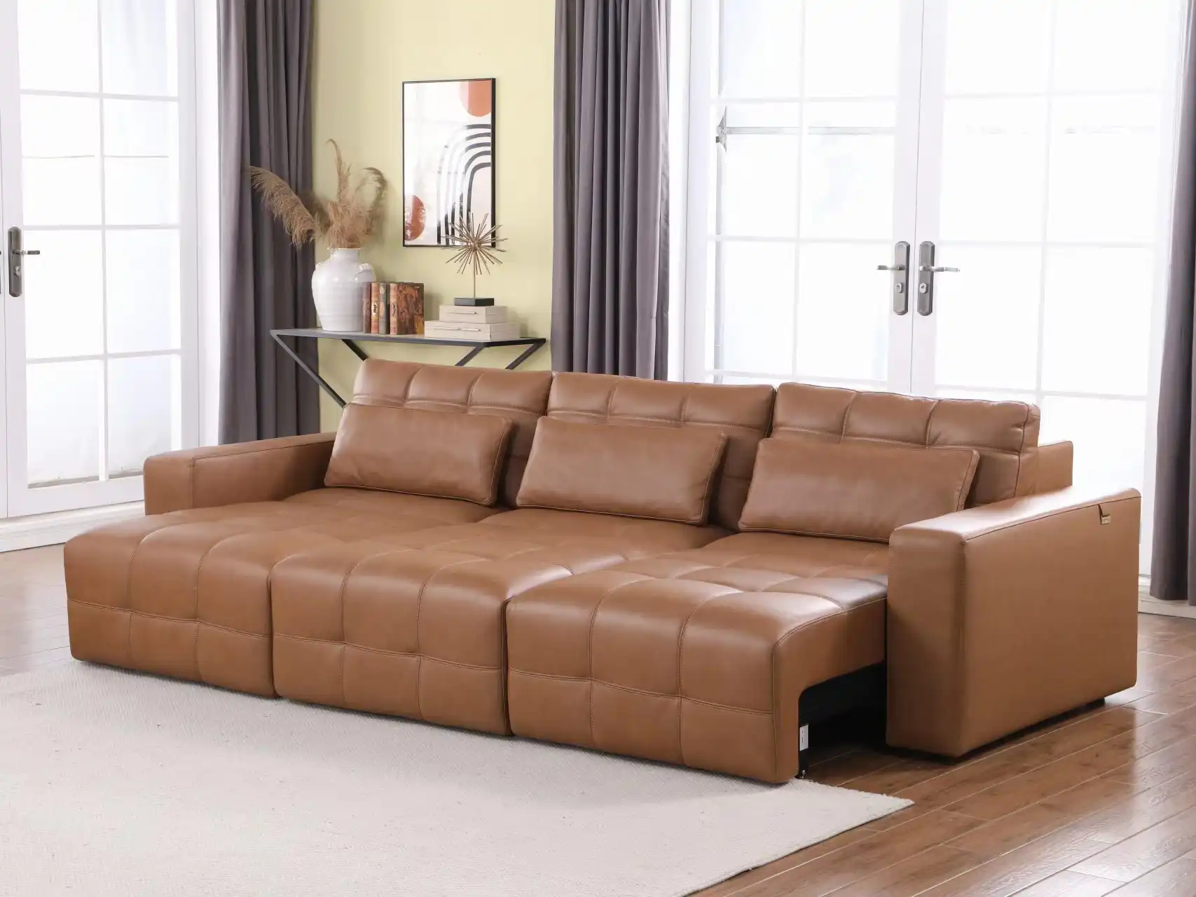 3 seater power recliner leather sofa