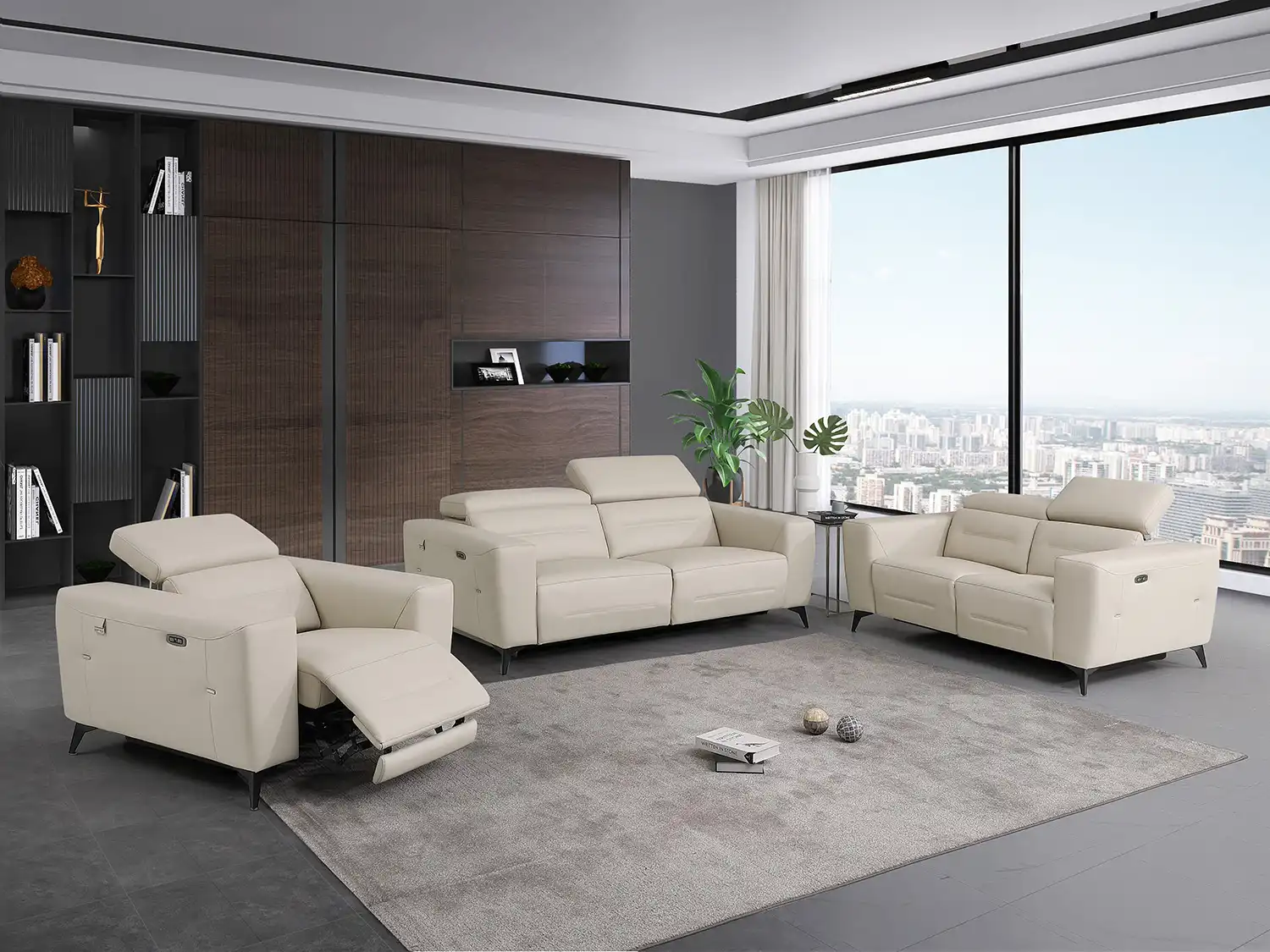White Leather Power Sofa