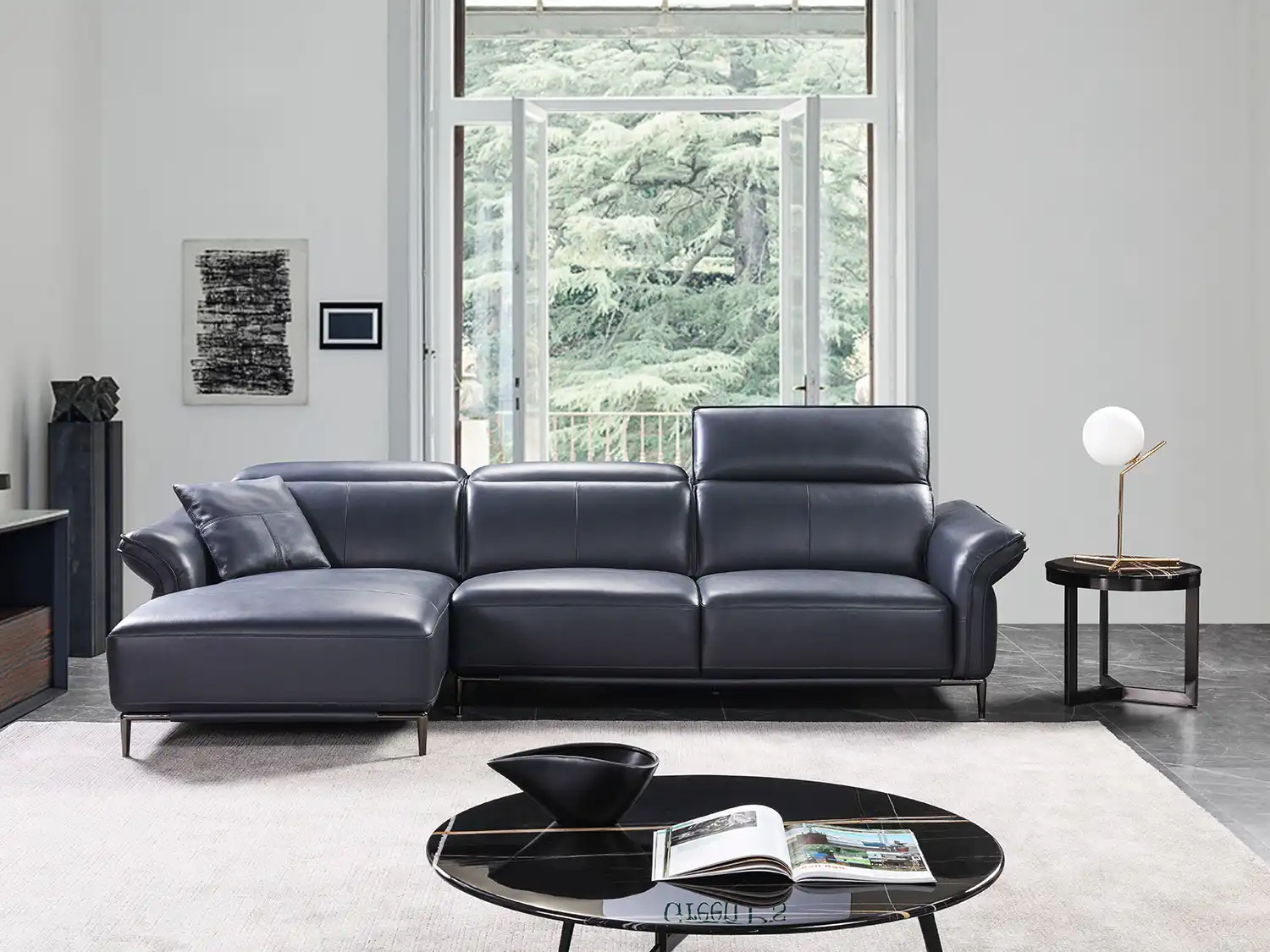 leather sectional with chaise lounge