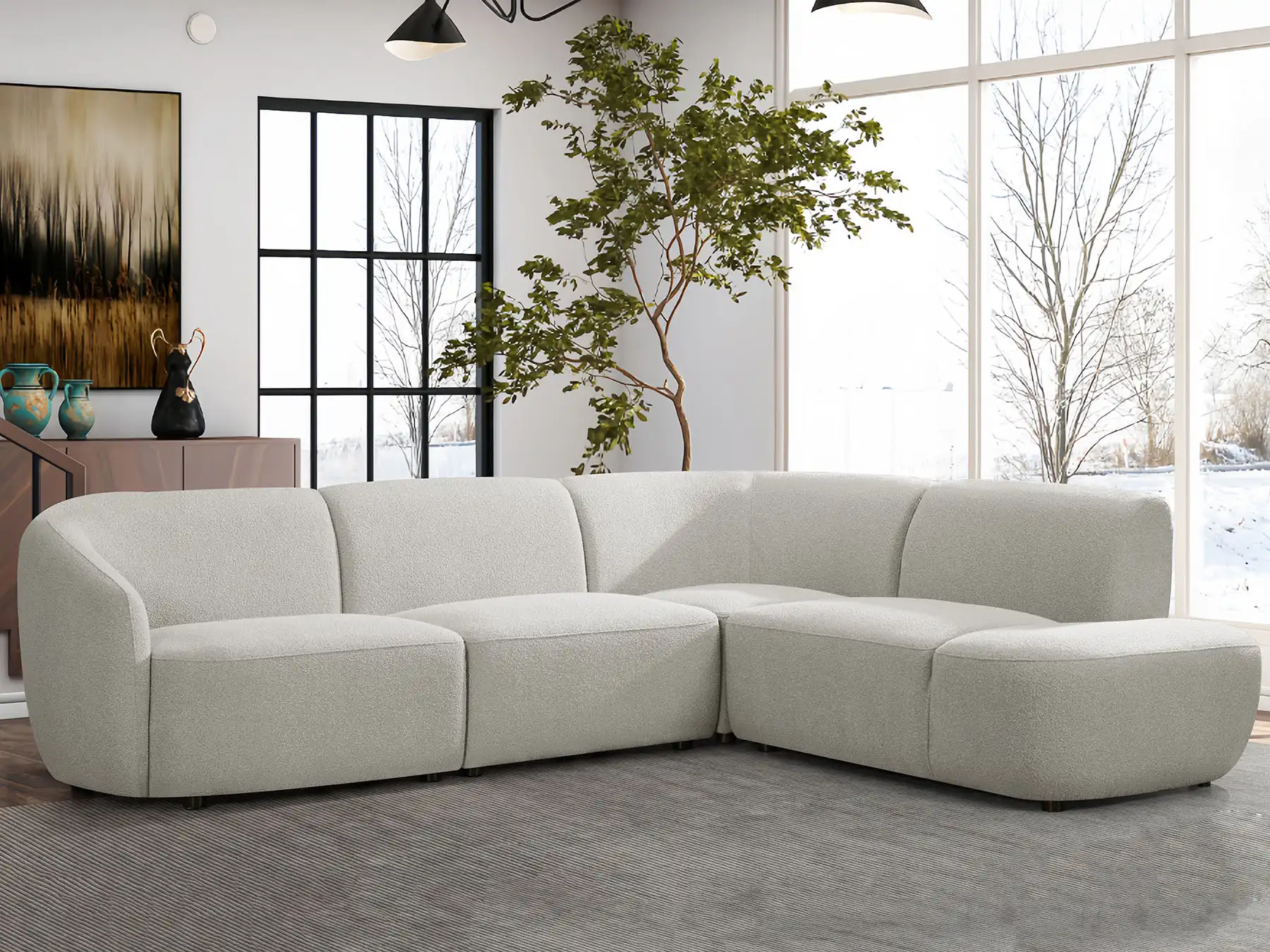 armless white sofa