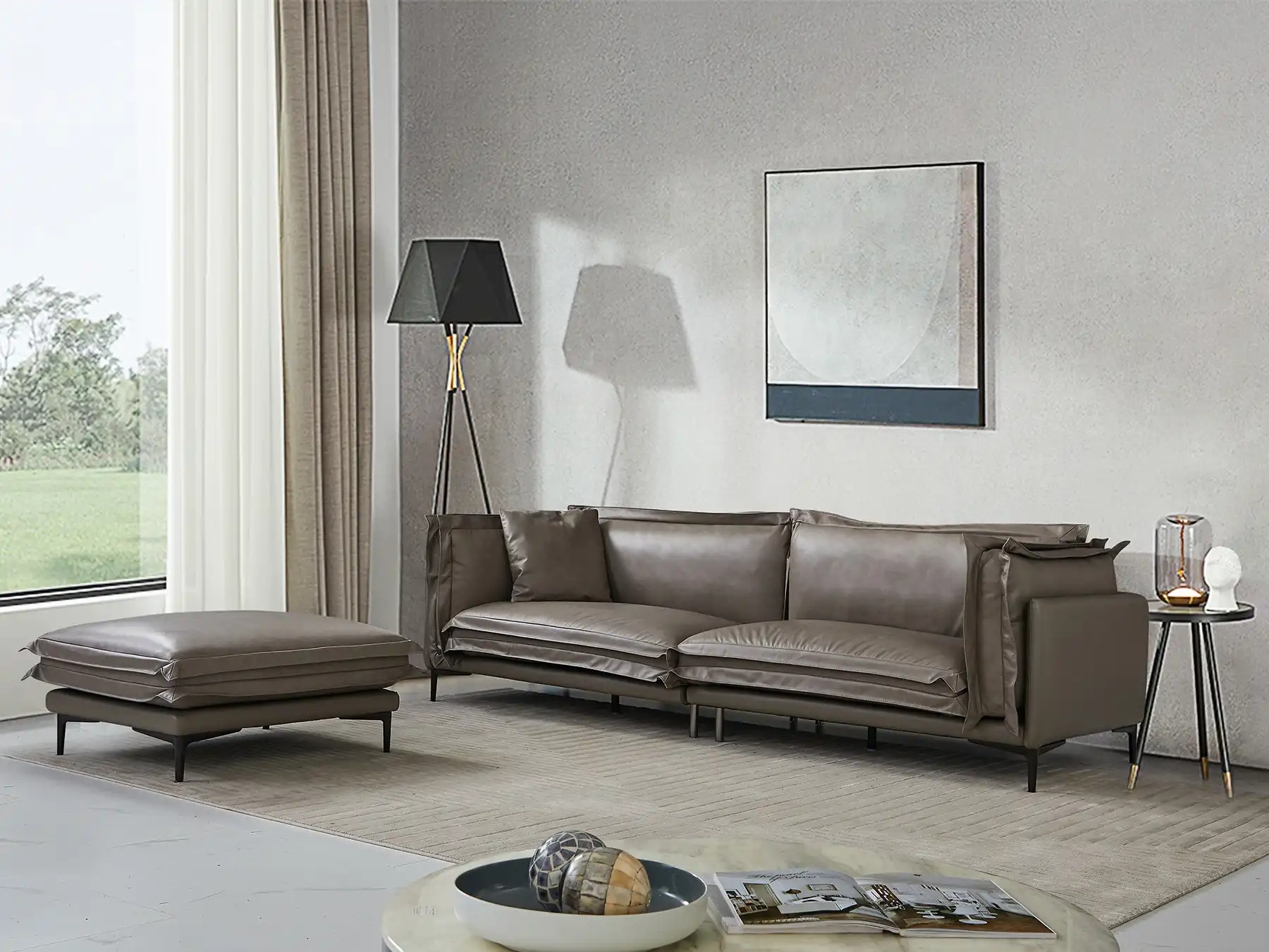 Ngano nga Pagpili og 3-Seater nga Leather Sofa nga may Ottoman?