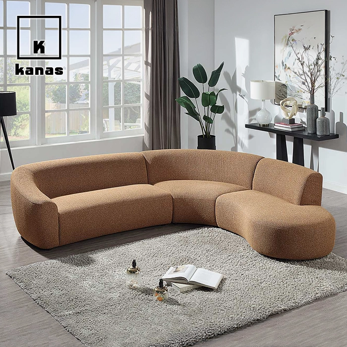 camel brown leather sectional