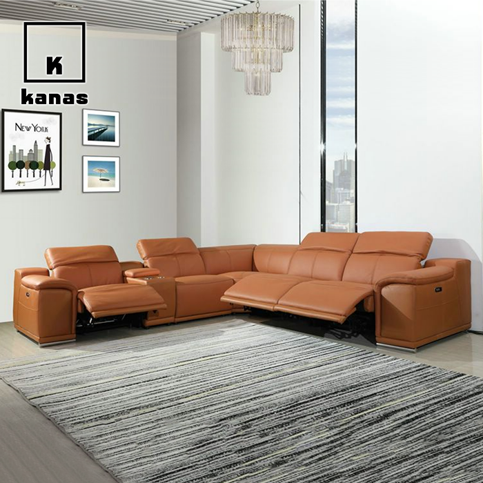 3 seater power recliner leather sofa