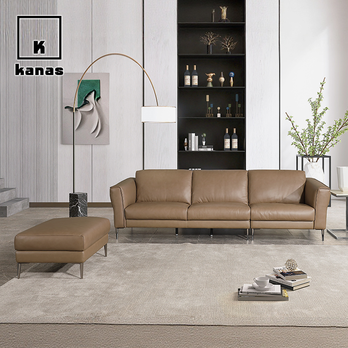 4 seater brown leather sofa